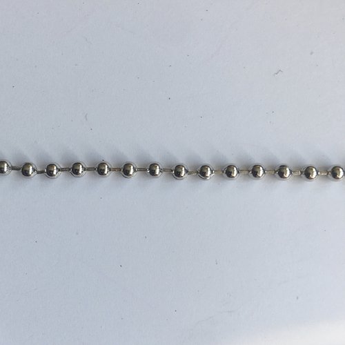 Ruban de perles rondes argentées, perles 2 mm, un mètre