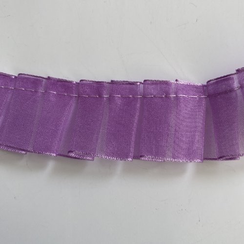 Ruban organza plissé, ruban organza violet, 3 cm, 1 mètre