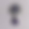 Embellissement bouton pendentif oval argenté à coller strass violets 45x25 mm