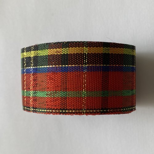 Ruban motif écossais, 2,5 cm, 1 mètre