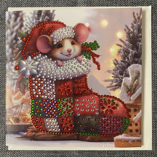 Carte de noêl "petit compagnon de noêl" en diamond painting - avec enveloppe