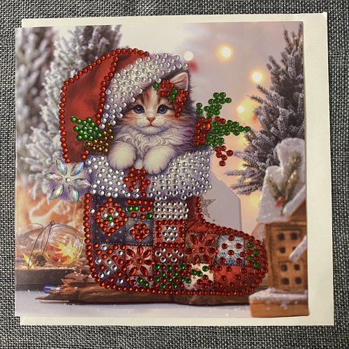 Carte de noêl "petit compagnon de noêl" en diamond painting - avec enveloppe