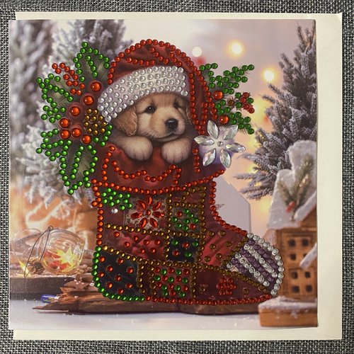 Carte de noêl "petit compagnon de noêl" en diamond painting - avec enveloppe