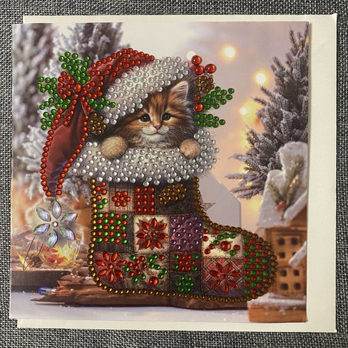 Carte de noêl "petit compagnon de noêl" en diamond painting - avec enveloppe