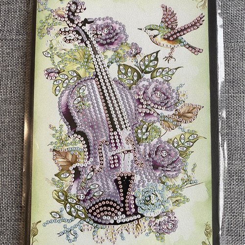 Kit diamond painting - carnet a5 "violon mélodie fleurie" - 50 pages