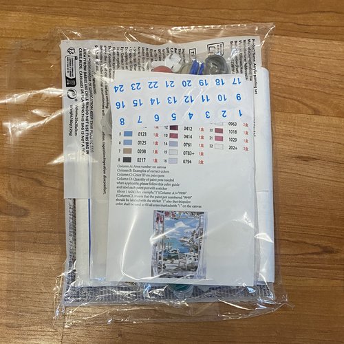 Kit toile à peindre par numéros "terrasse sur la mer" - 40x50 cm