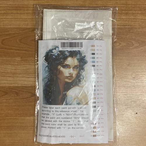 Kit toile à peindre par numéros "portrait féminin aux tons doux" - 40x50 cm