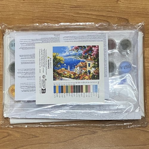 Kit toile à peindre par numéros "côte méditerranéenne fleurie" - 40x50 cm