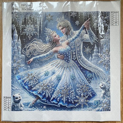 Kit diamond painting partiel à réaliser soi-même, format 30x30 cm, danse féérique au royaume de glace