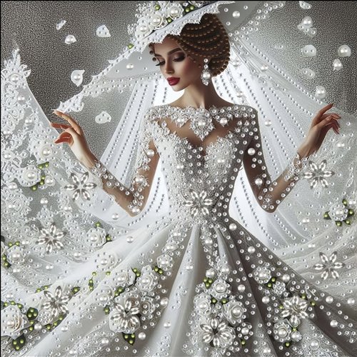 Kit diamond painting partiel à réaliser soi-même, format 30x30 cm, portrait féminin floral, élégance rosée