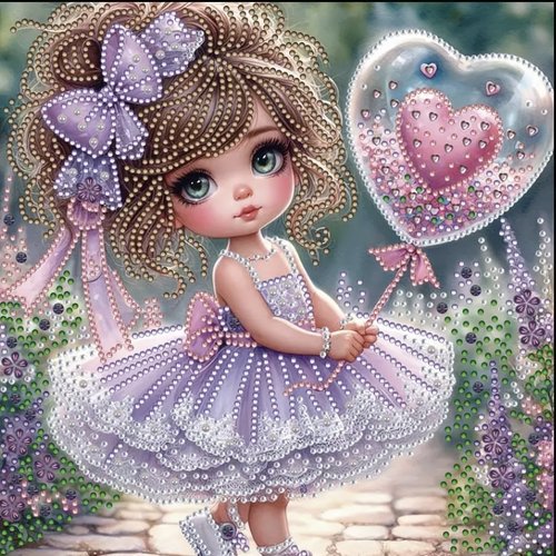 Kit diamond painting partiel à réaliser soi-même, format 30x30 cm, bébé et maman, tendresse eternelle