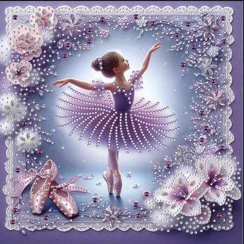 Kit diamond painting partiel à réaliser soi-même, format 30x30 cm, danseuse etoile scintillante