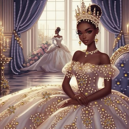 Kit diamond painting partiel à réaliser soi-même, format 30x30 cm, jeune princesse au bal,