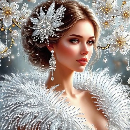 Kit diamond painting partiel, portrait lumineux brillant de mille feux, 30x30 cm