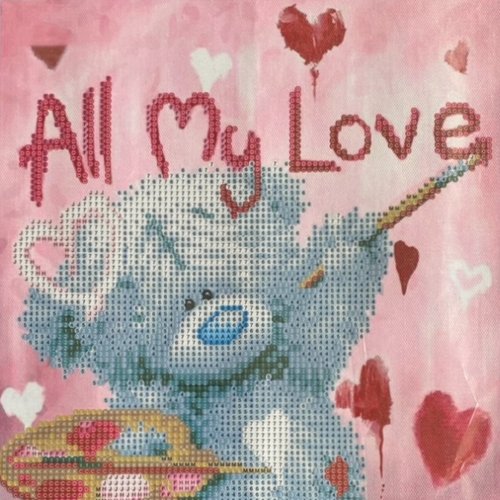Kit diamond painting partiel, petit ourson all my love, 30x30 cm