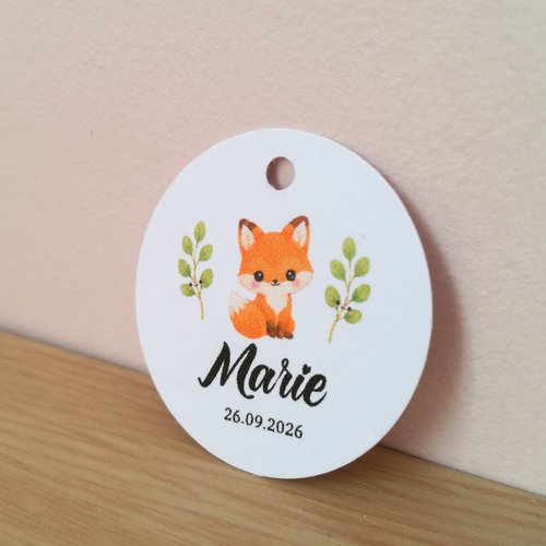 20 étiquettes baptême renard - thème animaux de la forêt