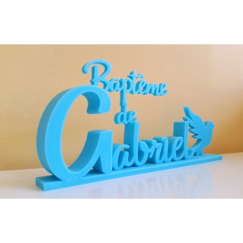 Décoration de baptême personnalisée avec prénom 3d