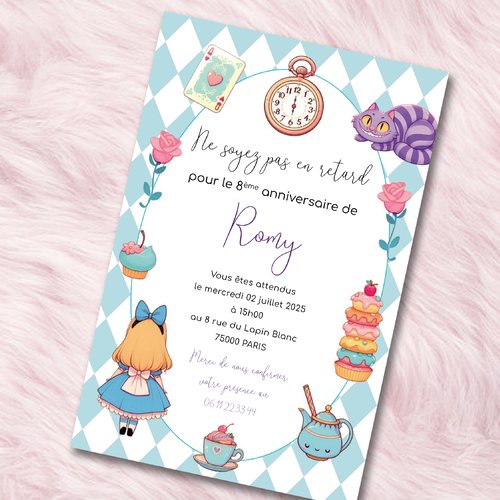 5 invitations alice au pays des merveilles