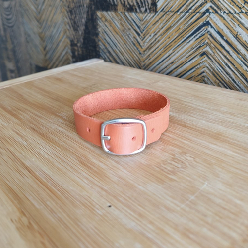 Bracelet ceinturon en cuir véritable de couleur orange brique