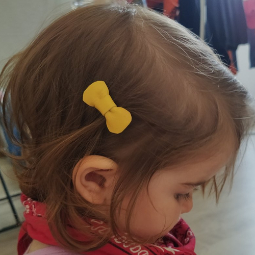 Barrette à cheveux en cuir pour enfant, noeud papillon de couleur jaune