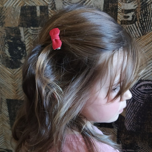 Barrette à cheveux en cuir pour enfant, noeud papillon de couleur rouge