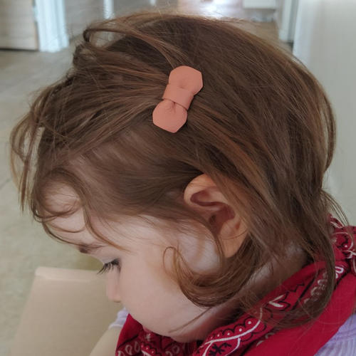 Barrette à cheveux en cuir pour enfant, noeud papillon de couleur terrecotta