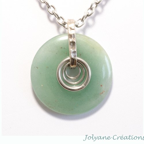 Sautoir pi chinois en pierre de gemme naturelle aventurine verte