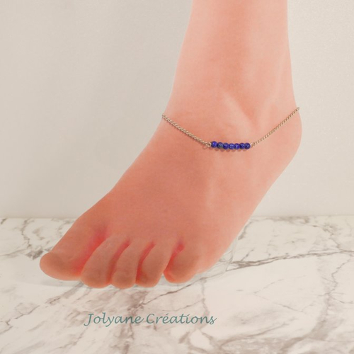 Bracelet de cheville en pierre naturelle lapis-lazuli (adopté, peut être réalisé sur commande par message)