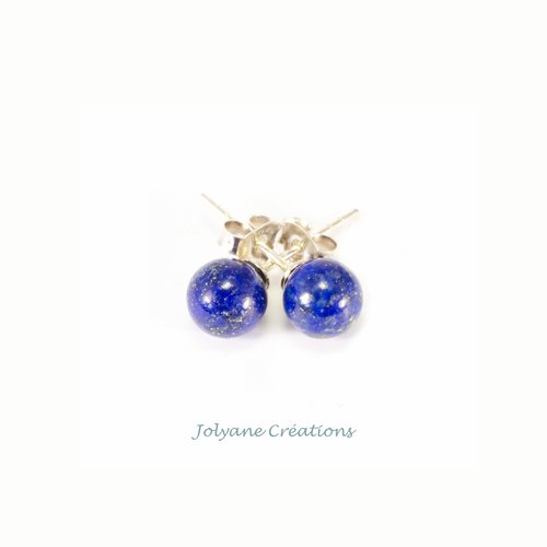 Puces d'oreilles en argent 925 avec perles en lapis-lazuli