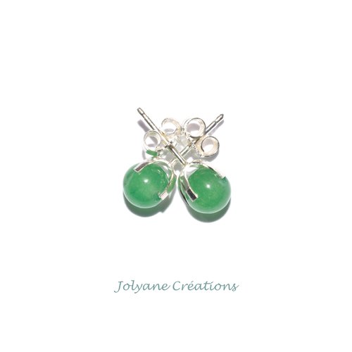 Puces d'oreilles en argent 925 avec perles en aventurine verte