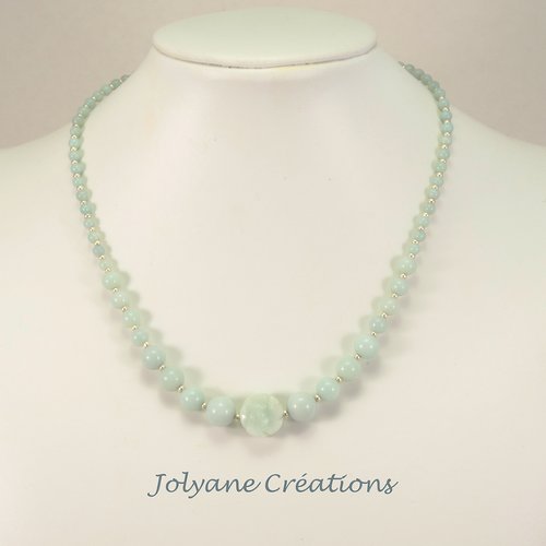 Collier en pierre de gemme naturelle amazonite du brésil