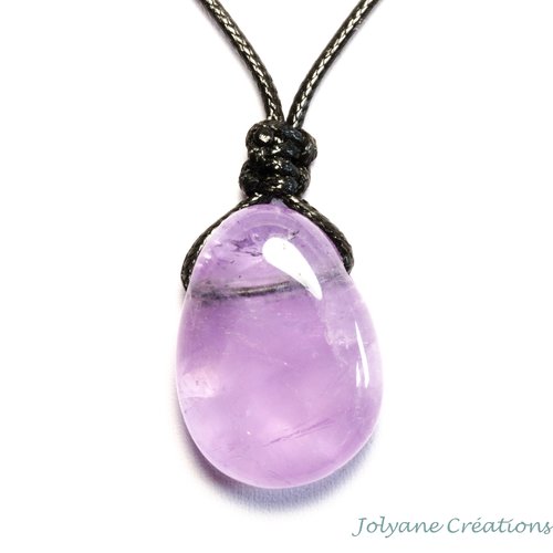 Collier pendentif en pierre de gemme naturelle améthyste (adopté)
