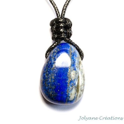 Collier pendentif en pierre de gemme naturelle lapis-lazuli (adopté)