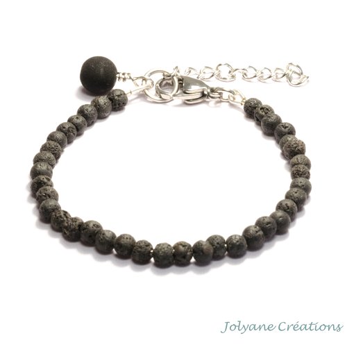 Bracelet fin en pierre naturelle pierre de lave (adopté)