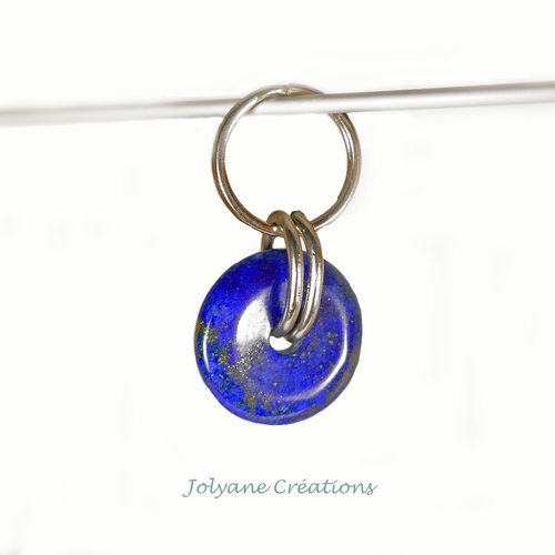 Porte-clé breloque en pierre naturelle lapis-lazuli et acier inox pour animaux, bijou de sac
