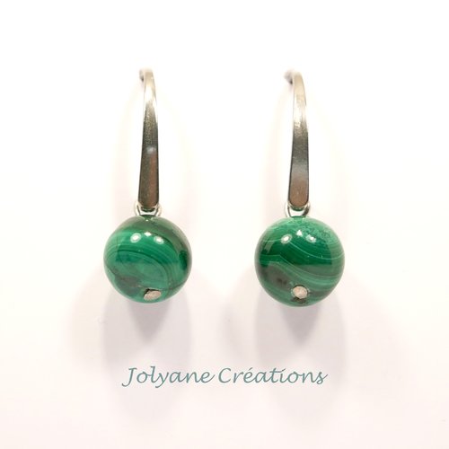 Boucles d'oreilles une perle pendante en malachite