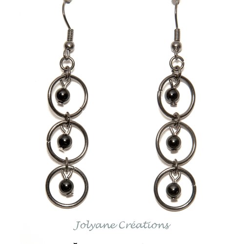 Boucles d'oreilles perles en onyx noir