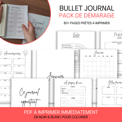 Pack de démarrage bullet journal – 80+ pages organisées et personnalisables