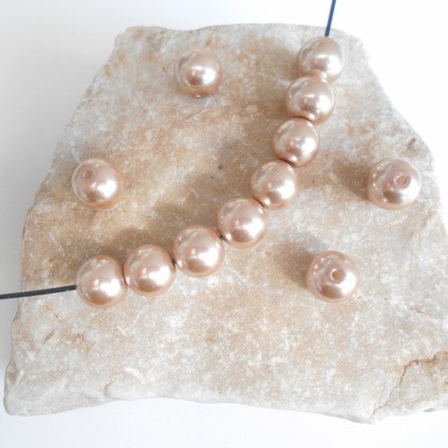 Lot 10 perles nacrées 10 mm beige ou café