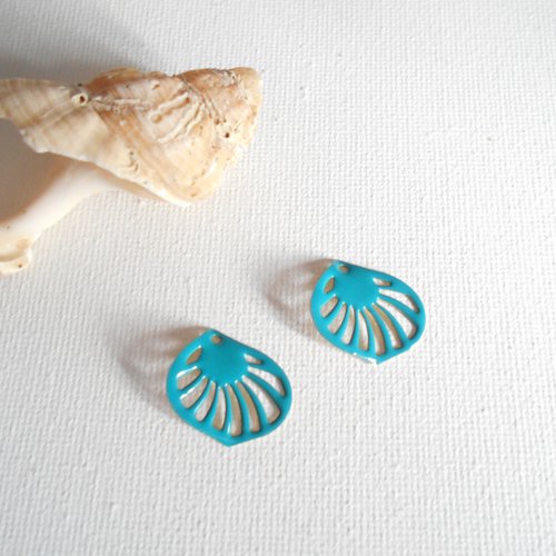 2 feuilles turquoise 19x18 mm