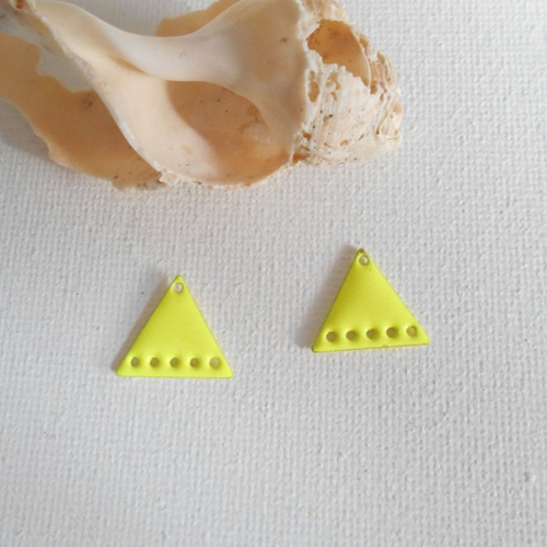 Lot 2 sequins connecteurs 15x15 mm jaune fluo 2 faces