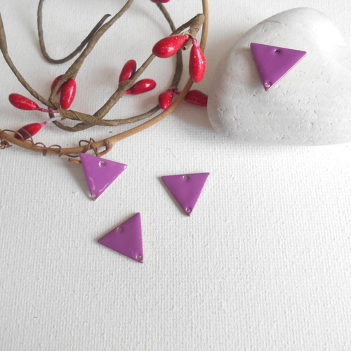 4 sequins connecteurs émaillés violet 15x13 mm 2 faces