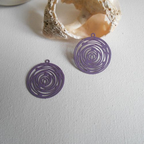 Lot 2 pendentifs filigrane 29x26 mm violet
