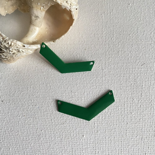 2 sequins émaillé chevrons vert prairie 31x6 mm mm 2 faces