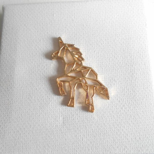 1 pendentif licorne doré origami 38x18 mm