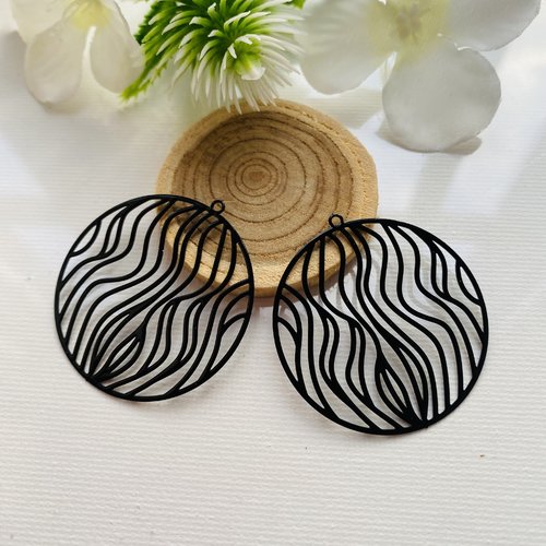 2 estampes ronde noires 37x35 mm