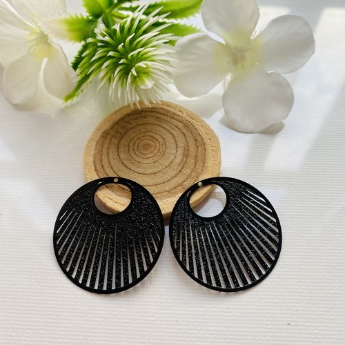 2 estampes ronde noires 30x30 mm