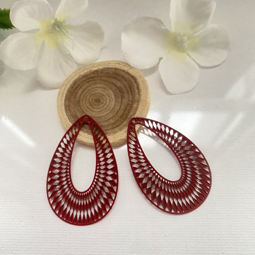 2 estampes filigrane goutte rouge 41x27 mm