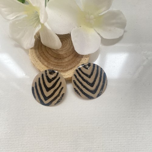 Lot 2 sequins émaillé sable et noir 20 mm