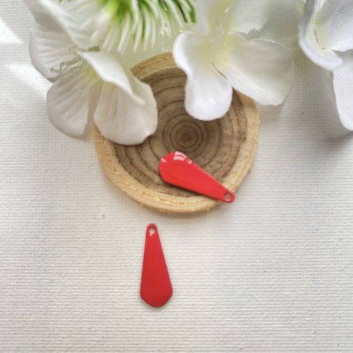 2 pendentifs goutte 20x8 mm rouge fraise 2 faces